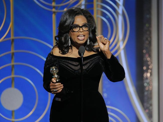 The biggest ever Golden Globes moment happened in 2018 when Oprah delivered that powerhouse speech. Picture: Paul Drinkwater/NBC/AP