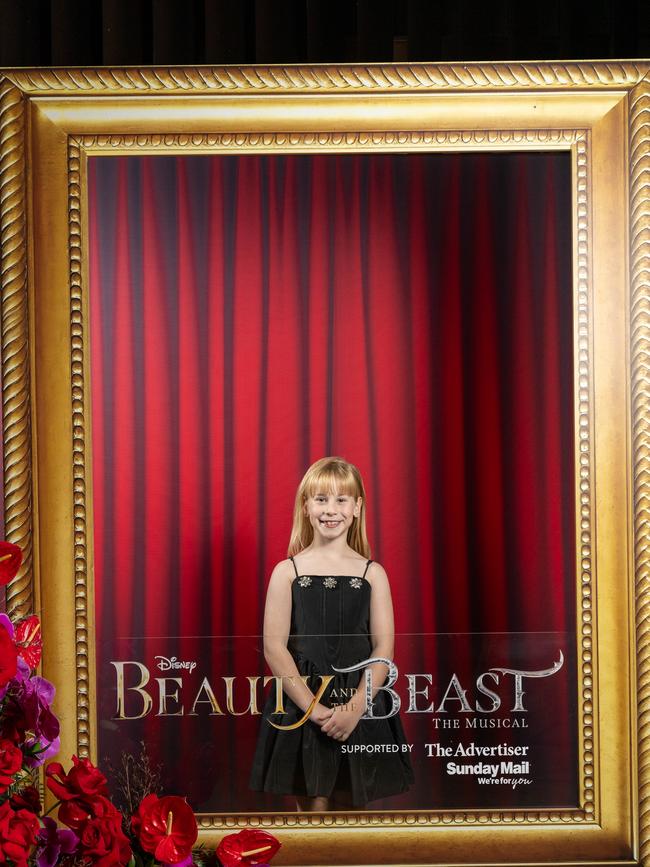 Olive Mayes, 8 (as Ã”ChipÃ•) at the Beauty and the Beast Red Carpet in at the Adelaide Festival Centre. Adelaide CBD. Picture: Ben Clark