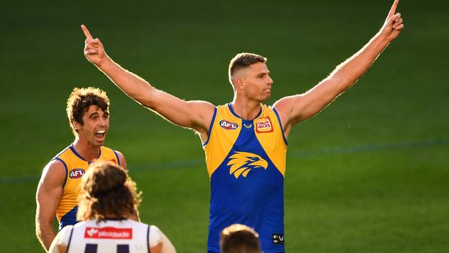 Nathan Vardy celebrates a big goal.