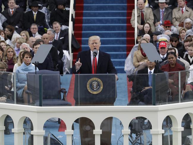President Donald Trump delivers his inaugural address after being sworn in as the 45th president of the United States during the 58th Presidential Inauguration at the U.S. Capitol in Washington on January. 20, 2017. Picture: AP