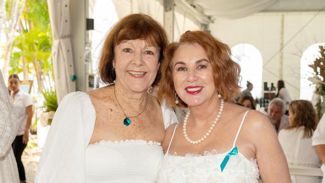 Denise Hill and Lesley Rowe at the Touch of Teal Soiree for the Trudy Crowley Foundation at the Mantra at the Harbour on Friday, September 8. Picture: Michaela Harlow