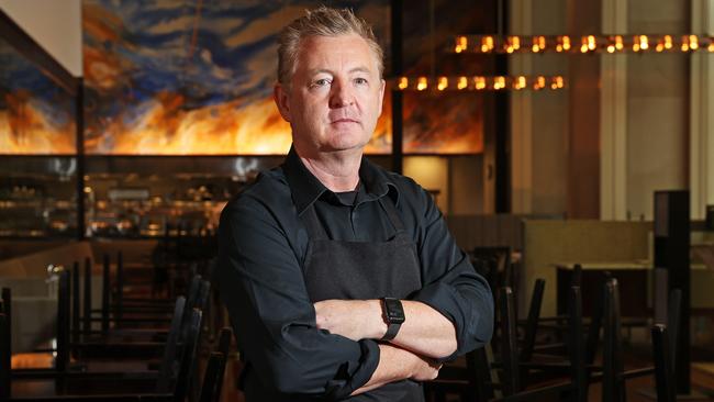 Chef Luke Mangan at his restaurant Glass Brasserie, which has been hit hard like others in the hospitality industry. Picture: Tim Hunter