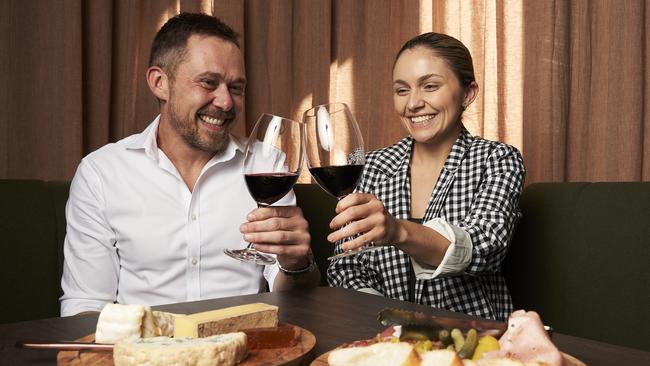 Ben Challenger and Samantha Hickeyat the new food and wine bar, Vault-91 in Adelaide. Picture: MATT LOXTON