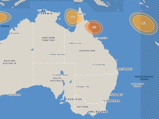 The Bureau of Meteorology are monitoring tropical lows off The Gulf Coast, the Cairns Coast and the Coral Sea that could develop into tropical cyclones. Picture: Weatherzone.