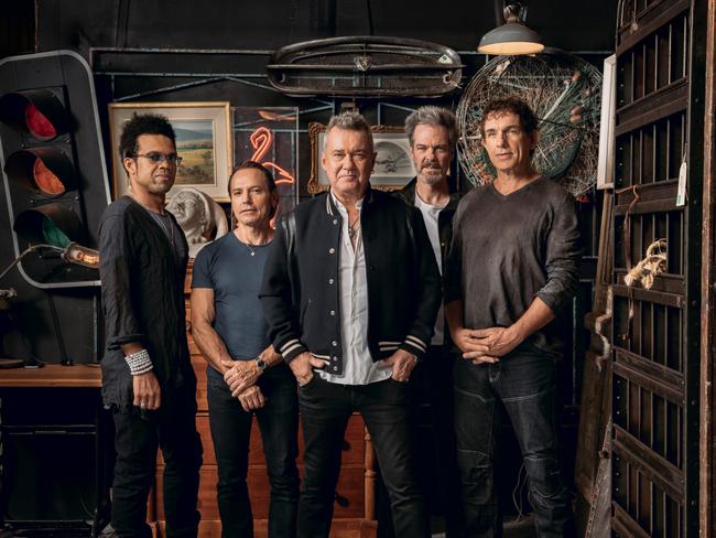 ***EXCLUSIVE FOR THE AUSTRALIAN ONLY***Australian rock band Cold Chisel, whose 50th anniversary tour 'The Big Five-0' begins in Armidale (October 5) and ends in Sydney (December 4 2024). L-R: Charley Drayton, Phil Small, Jimmy Barnes, Don Walker and Ian Moss. Picture: Daniel Boud