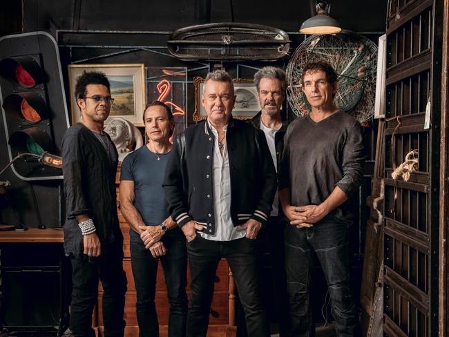 ***EXCLUSIVE FOR THE AUSTRALIAN ONLY***Australian rock band Cold Chisel, whose 50th anniversary tour 'The Big Five-0' begins in Armidale (October 5) and ends in Sydney (December 4 2024). L-R: Charley Drayton, Phil Small, Jimmy Barnes, Don Walker and Ian Moss. Picture: Daniel Boud