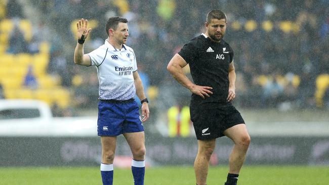 Referee Paul Williams found himself in the crosshairs of the All Blacks after some contentious calls. Picture: Getty