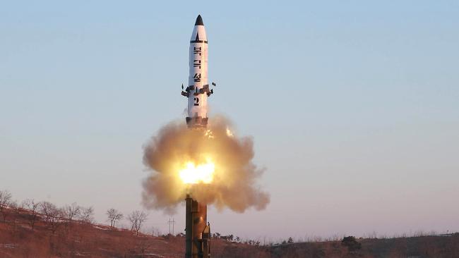 A view of the test-fire of Pukguksong-2, in this undated photo released by North Korea’s Korean Central News Agency (KCNA) in Pyongyang. Source: KCNA Handout