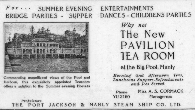 An advertisement for the Pavilion Tea Room