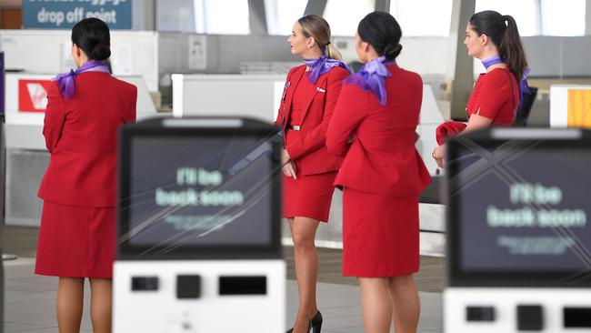 Virgin staff at Sydney airport in April. Picture: AAP