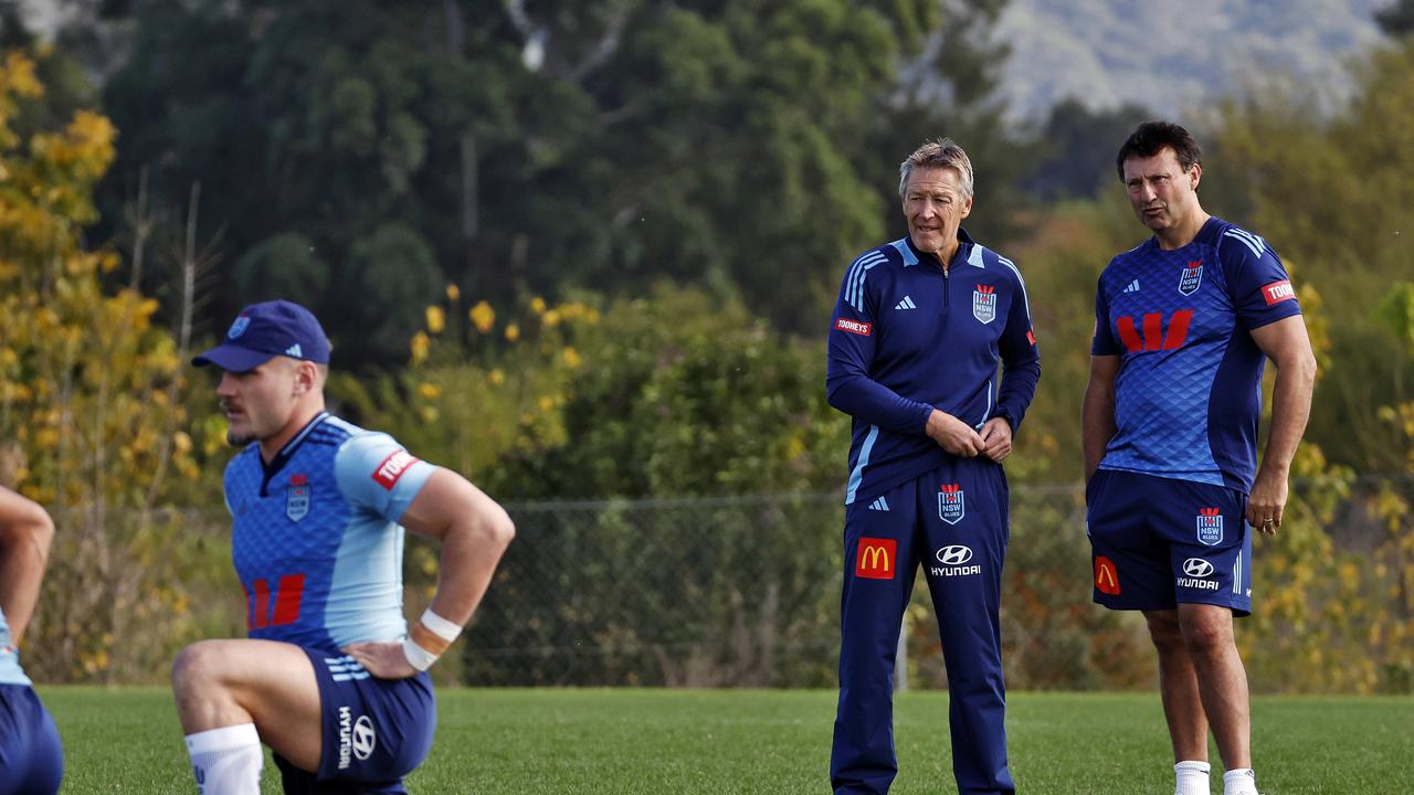 NSW coach Laurie Daley with Craig Bellamy in camp. Picture: Sam Ruttyn