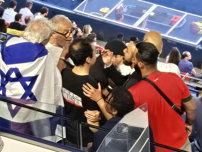 Pro-Palestine protesters at Israel v Mali game in Paris