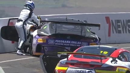 Sam Shahin who survived a crash at Bathurst, sustaining serious injuries. Picture: Fox News.