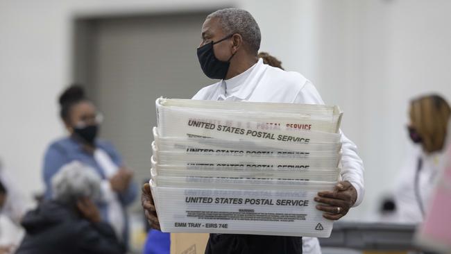 Tensions are growing in Detroit as a battle to count votes continues. Picture: Elaine Cromie/Getty