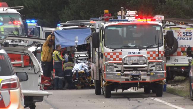 Emergency workers at the scene. Picture: TNV