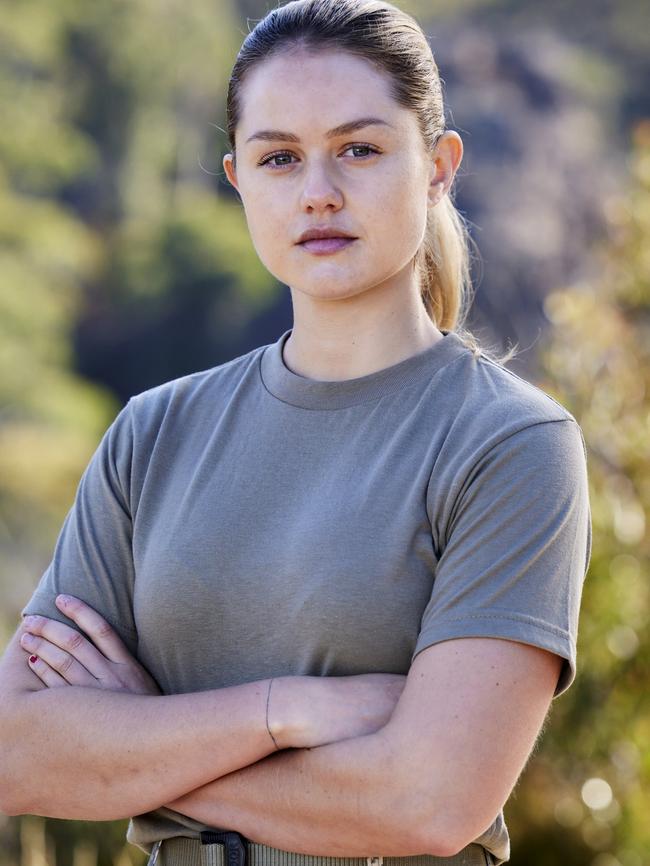 Isabelle Cornish surprised many, including herself, smashing the aerial crossing suspended 30m up on a windy day. Picture: Seven