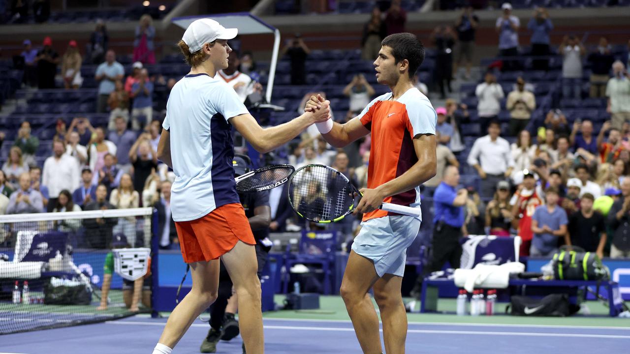 Jannik Sinner and Carlos Alcaraz. Photo: Matthew Stockman/Getty Images/AFP