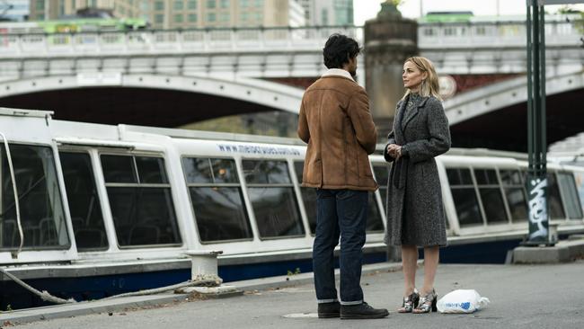 Bob Morley, with Bojana Novakovic, says it was surreal shooting in locked down Melbourne. Picture: Sarah Enticknap