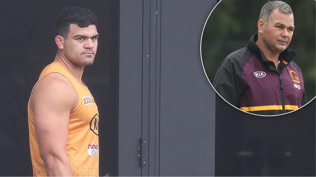 Broncos star David Fifita and coach Anthony Seibold.