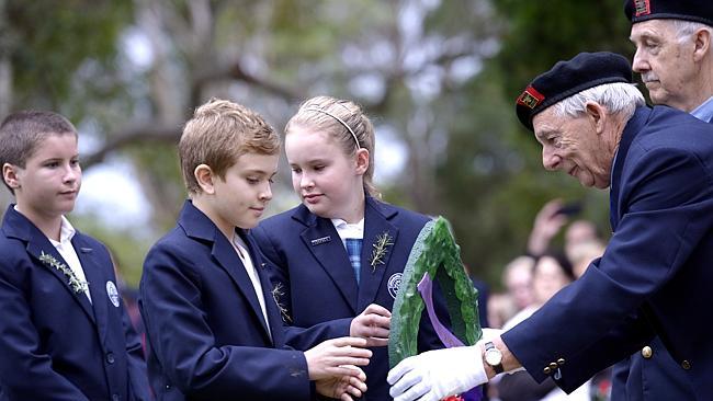 The Anzac Service at Turramurra War Memorial Gates.                                Picture: DAVID SWIFT