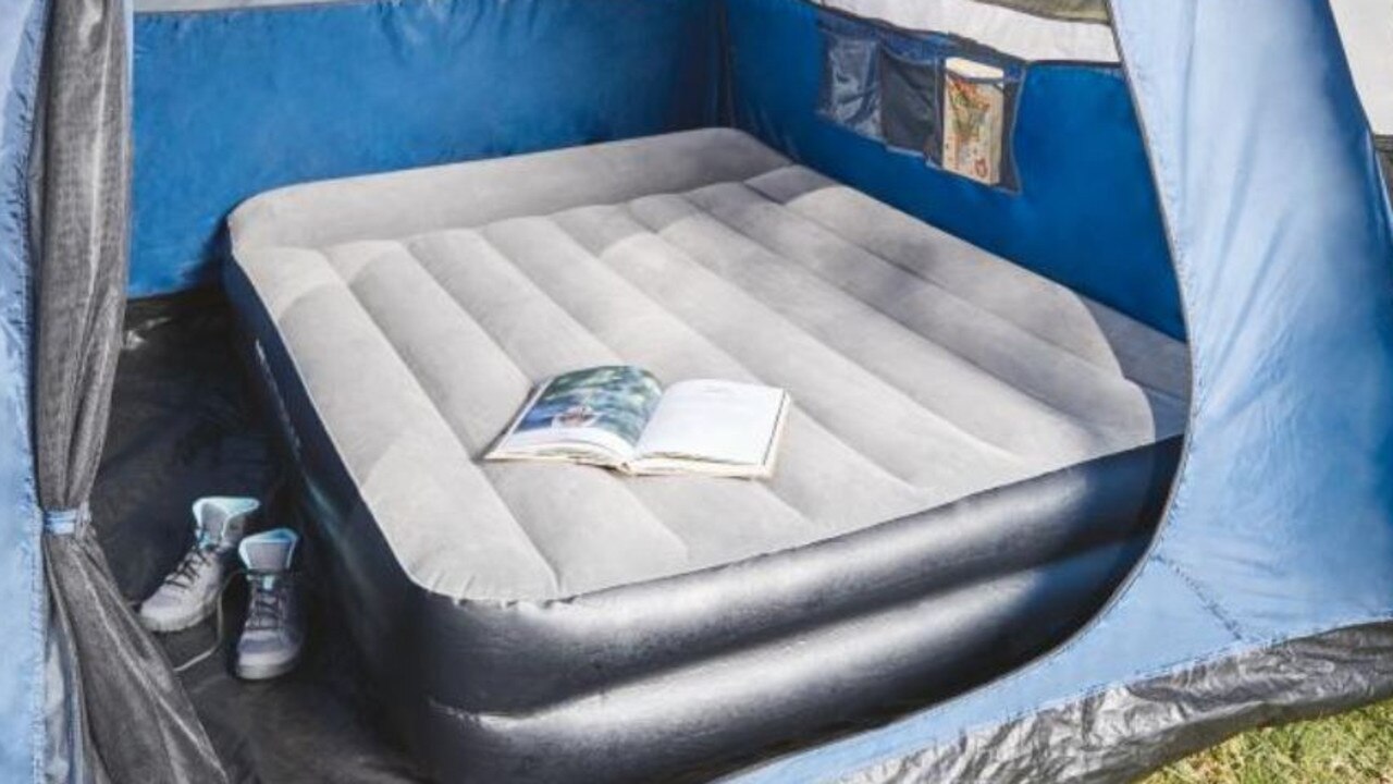 A fun idea for anyone else still in lockdown? Purchase this queen air mattress along with the tent and you can send your kids (or your partner or whoever is annoying you the most) to the backyard for a little holiday. Picture: Aldi