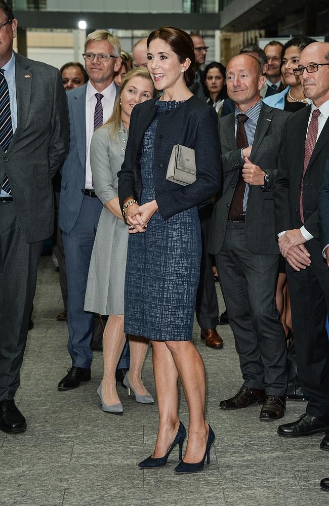 <p>Taking a leaf out of Duchess Kate&rsquo;s book Crown Princess Mary Of Denmark attends official visit to Canada - Day 2 at MARS Discovery District on September 18, 2014 in Toronto. Picture: Getty</p>