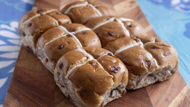 Apple and cinnamon flavoured hot cross buns. Picture: Kelly Barnes