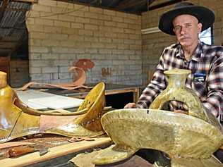 AGE OLD CRAFT: Saddler Trevor Able has moved to town and is already up and running with his business, Able Custom Saddles. Picture: Matthew Purcell