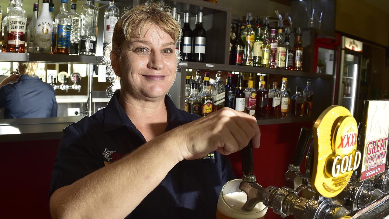 Food and beverage attendant Julie Banham from Brothers Leagues Club in Kirwan which has re-opened after they were forced to close last week. PICTURE: MATT TAYLOR.