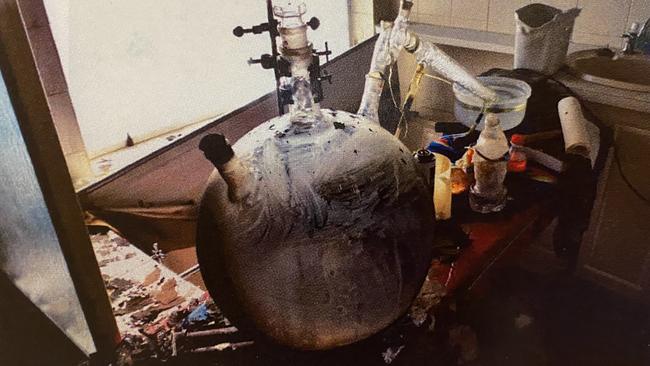 Court-released image of the Henley Beach Airbnb clandestine meth lab which caught fire in May 2019. Andreas Panas has been sentenced for drug offences for his involvement. Picture: Supplied