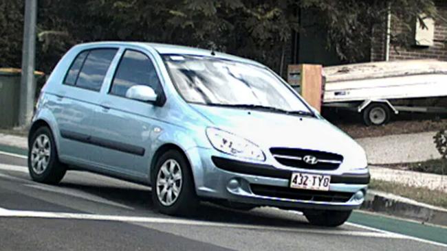 Police are urging anyone who saw a blue 2009 Hyundai Getz in the Redbank Plains and Springfield Lakes areas between 6pm and 7pm on Saturday to come forward. Picture: Queensland Police