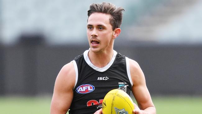 Former Port Adelaide player Aidyn Johnson is off to country footy next season. Picture: AAP Image/David Mariuz