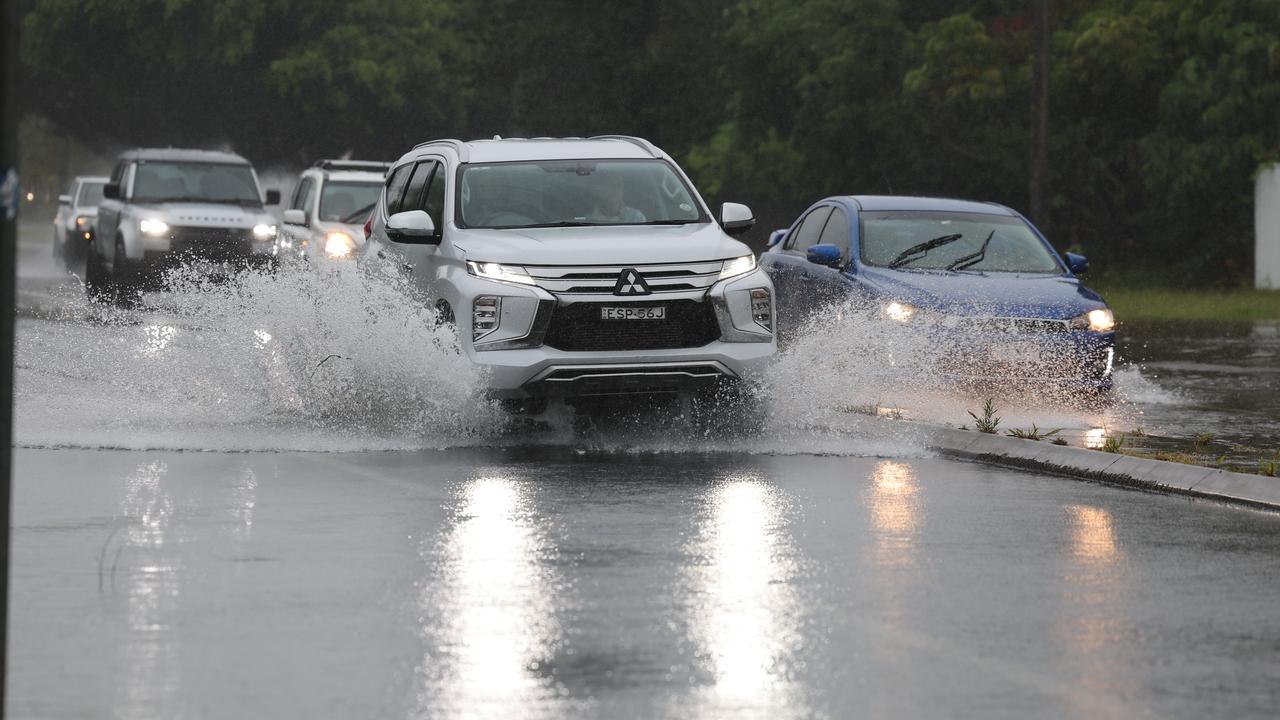 After a wild night, Byron locals have woken to flooded roads and downed power lines at Ewingsdale Road. Picture: Rohan Kelly