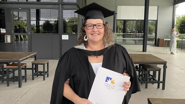 UniSC graduates celebrate at the Brolga Theatre in Maryborough, Qld.