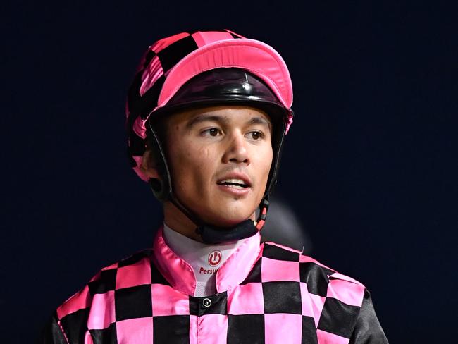 Jockey Matt McGillivray, is seen after riding Zofonic Dancer to win Race 9, the North Shore Realty Plate during the Marcoola SLSC Raceday at the Sunshine Coast Turf Club on the Sunshine Coast, Saturday, September 22, 2018. (AAP Image/Darren England) NO ARCHIVING, EDITORIAL USE ONLY