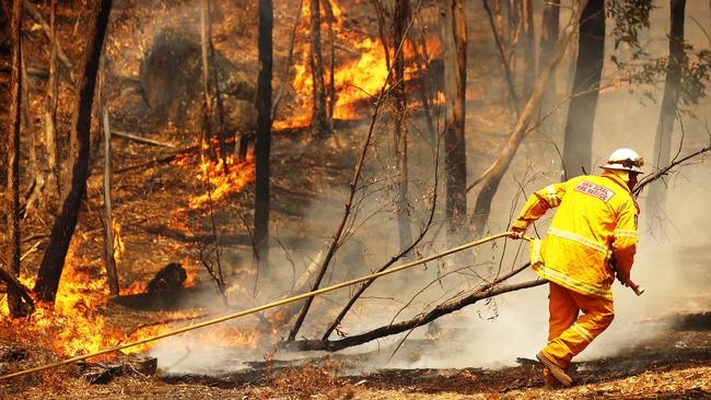 Containing the fire front burning through Ben Bullen. Picture: Sam Ruttyn