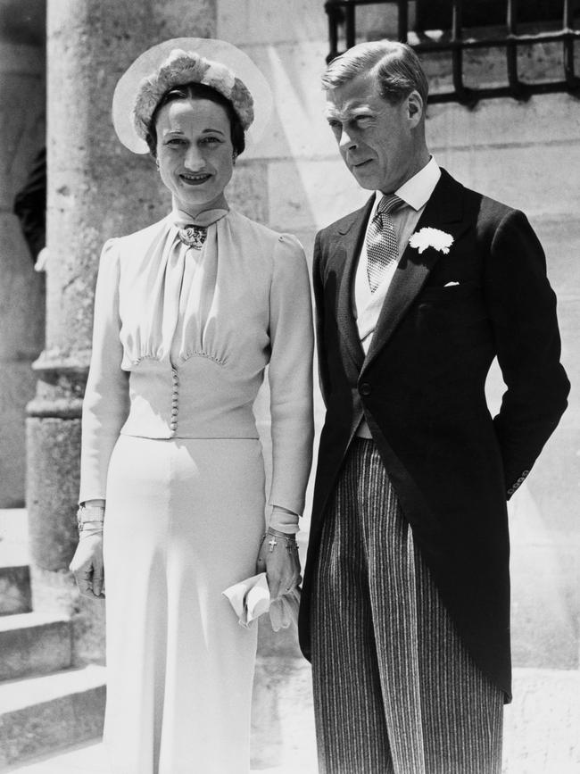 The Duke and Duchess of Windsor pose at their wedding in France in 1937. Picture: Getty Images