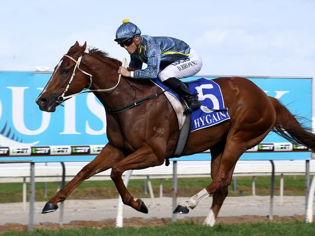 Jockey Damian Brown won the 2018 Bat Out Of Hell with Guard of Honour. Picture: AAP Image/Dave Hunt.