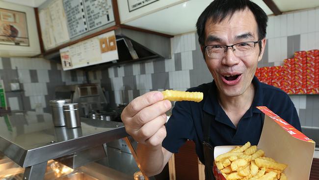 David Chen with his famous chips. Picture: Ian Currie