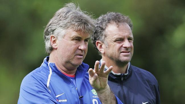 Guus Hiddink and Graham Arnold will coach the charity teams. Picture: Getty Images