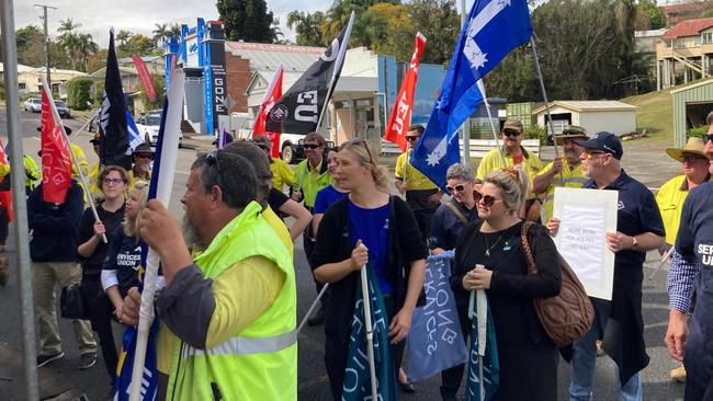 Gympie Regional Council workers who took industrial action were locked out for the day by the council, a decision which AWU secretary Stacey Schinnerl said was a “slap in the face”.