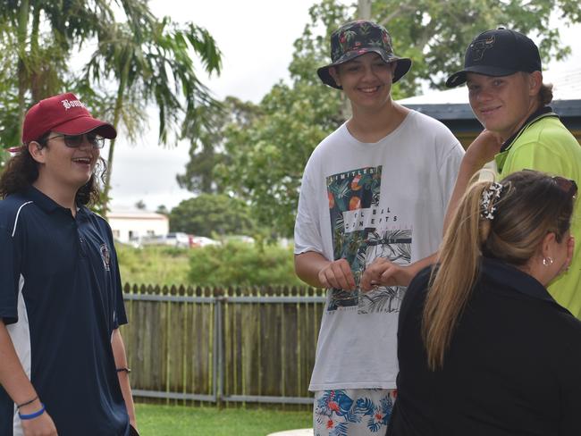 Project Booyah graduate Damian Walker, new recruit Lochie Turner and graduate Darnell Woodrow, April 16, 2022. Picture: Lillian Watkins