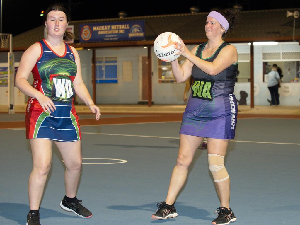 Leah Smith controls the ball with Lia Dunsmore on guard from Brothers in the 2021 Mackay Netball Association seniors grand final. September 4th, 2021 Picture: Marty Strecker