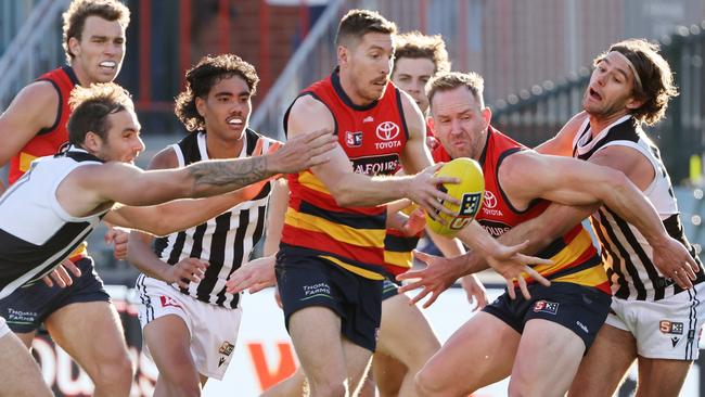 Louis Sharrad in action during his time with Adelaide in the SANFL. Picture: David Mariuz