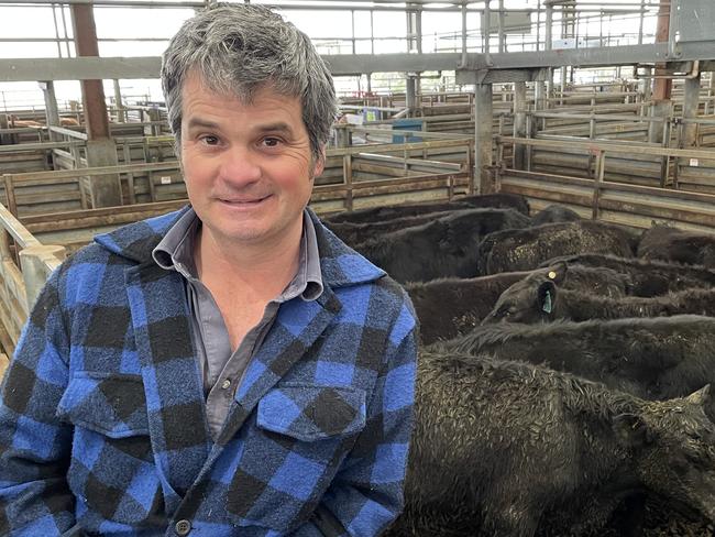 Jerard Brewer sold a large line of 123 Angus steers which averaged $2340 at the Pakenham store sale. PictureL Petra Oates