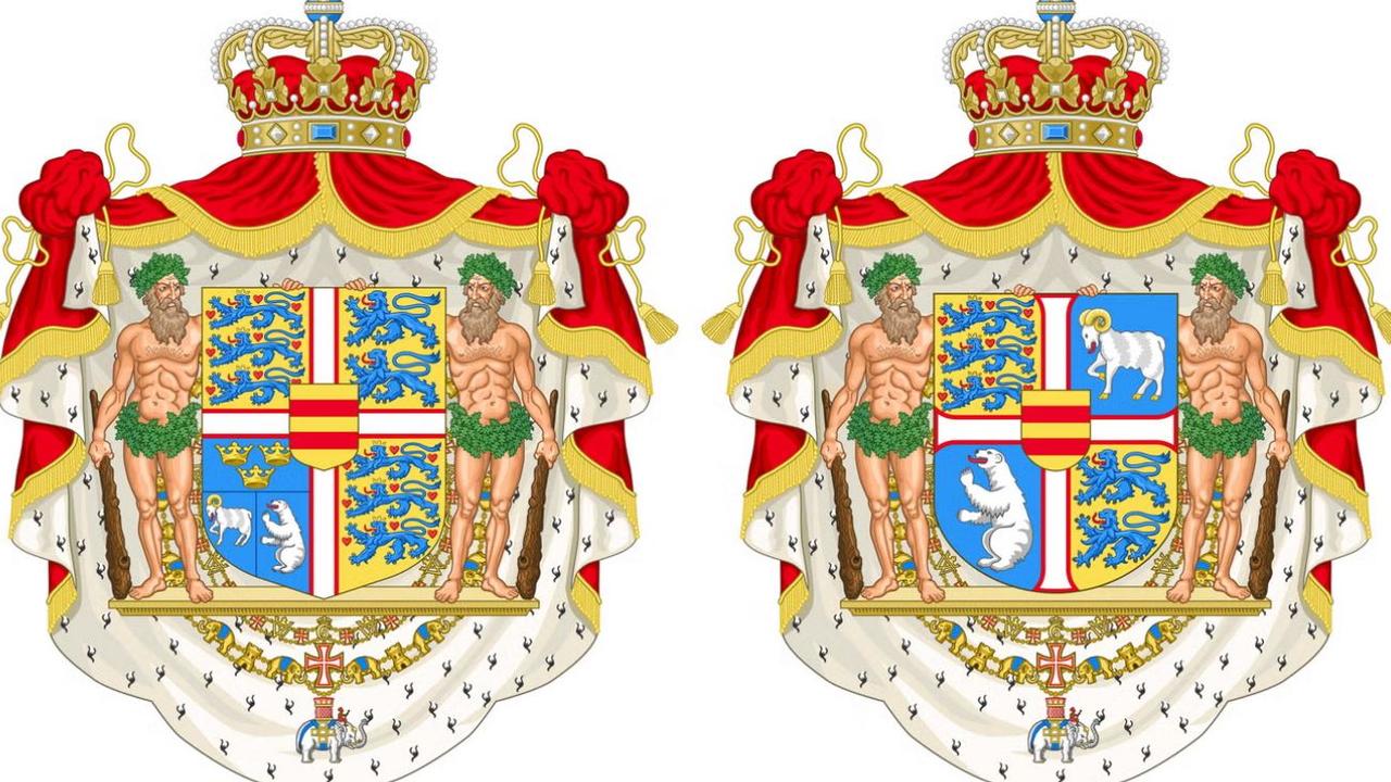 The Danish Royal Coat of Arms was changed to a new version (right) in December. Picture: Wiki Commons