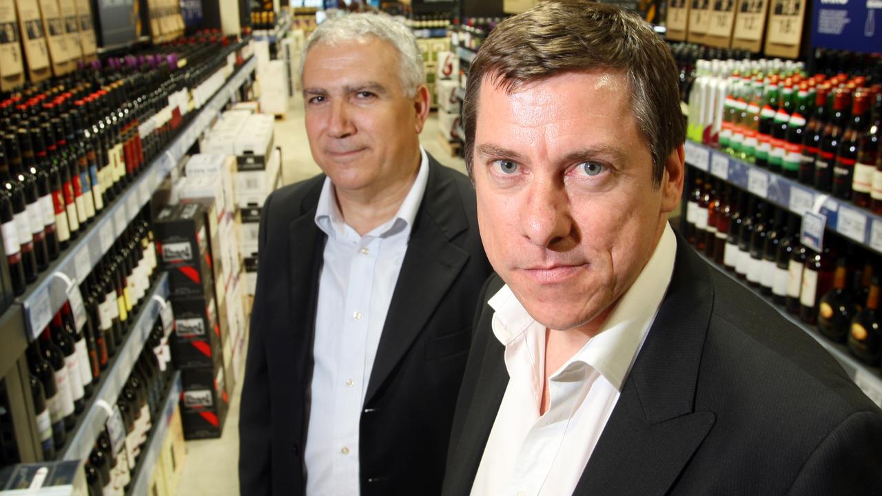 Former Coles boss Ian McLeod, right, who helped lure Tony Leon to Coles in 2008 when it was owned by Wesfarmers, to help revive and grow its struggling Coles liquor arm.