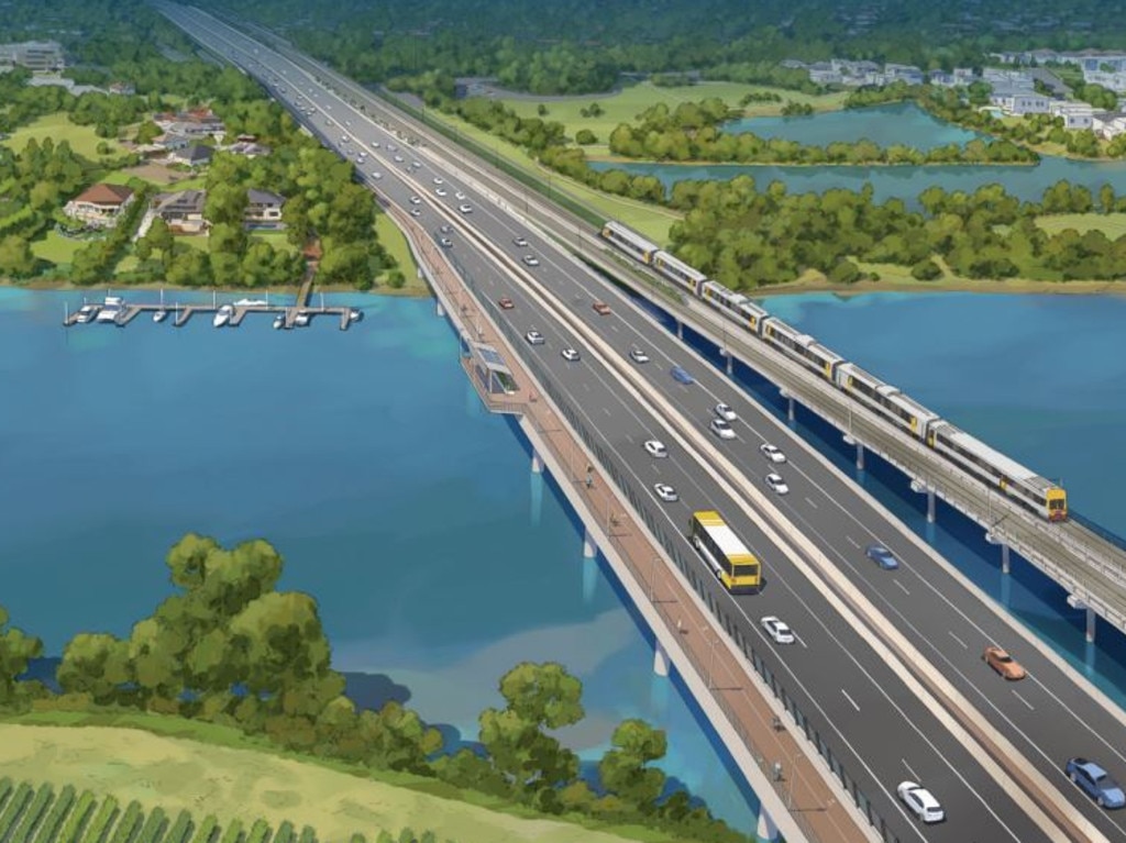 An artist’s impression of the Coomera Connector and the Coomera River crossing