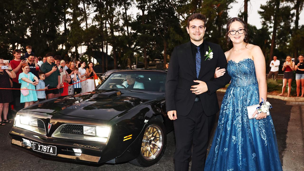 Logan Subloo and Ngaire Ross arrive at the St Mary's Catholic College senior formal evening. Picture: Brendan Radke