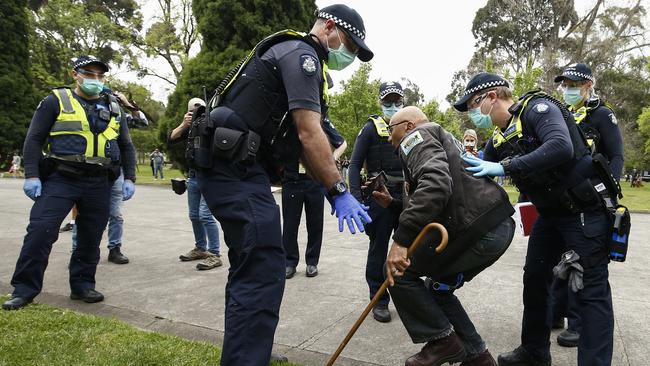 The protest moved to several locations throughout the afternoon. Picture: Daniel Pockett